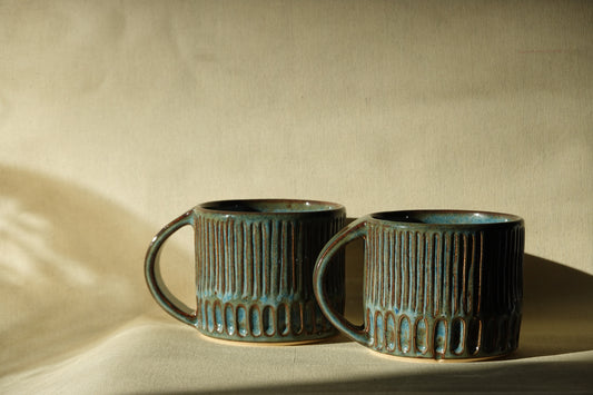 Large Mug - Carved Denim Blue