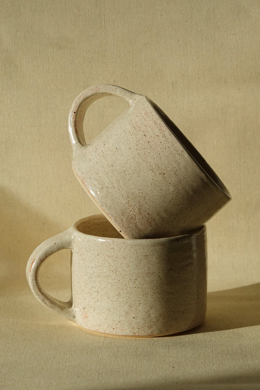 Small handled mug - speckled cream