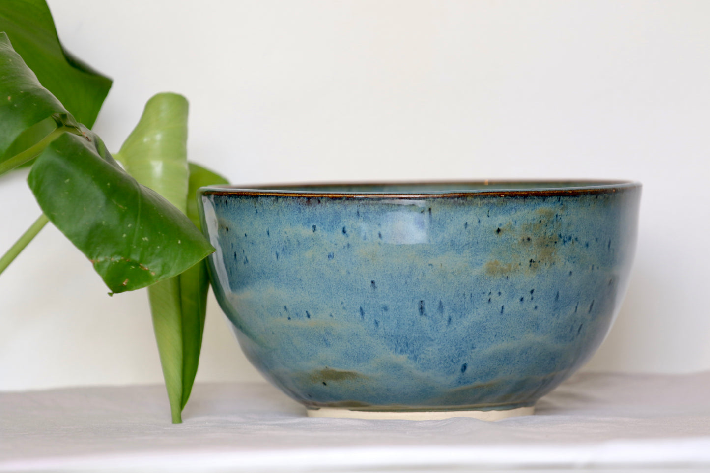 Large Blue Salad or Serving Bowl