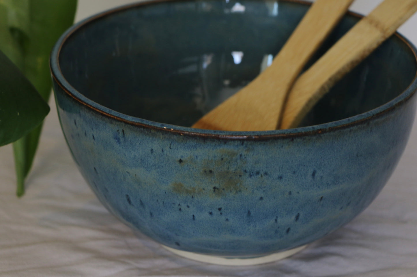 Large Blue Salad or Serving Bowl