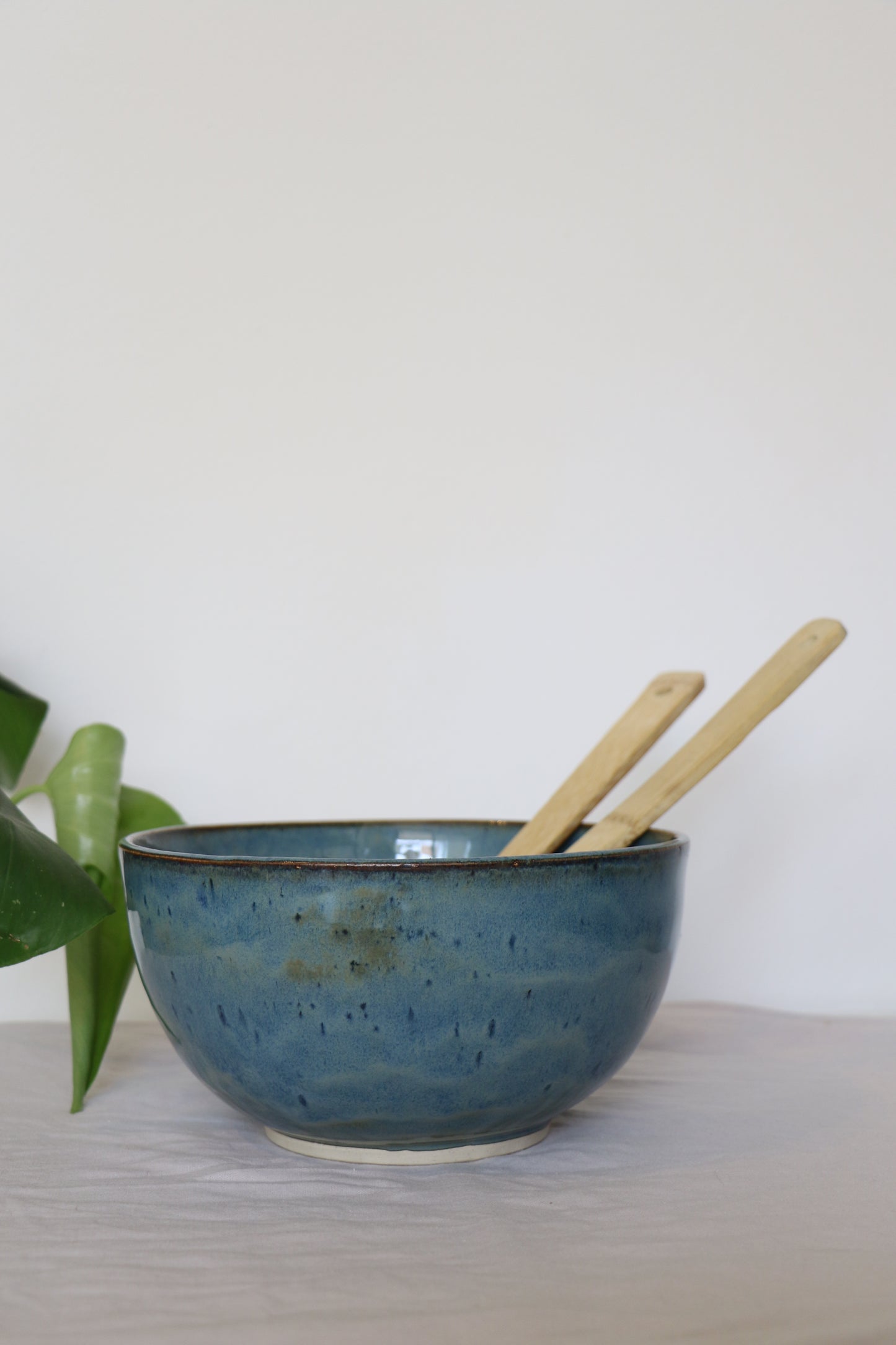 Large Blue Salad or Serving Bowl