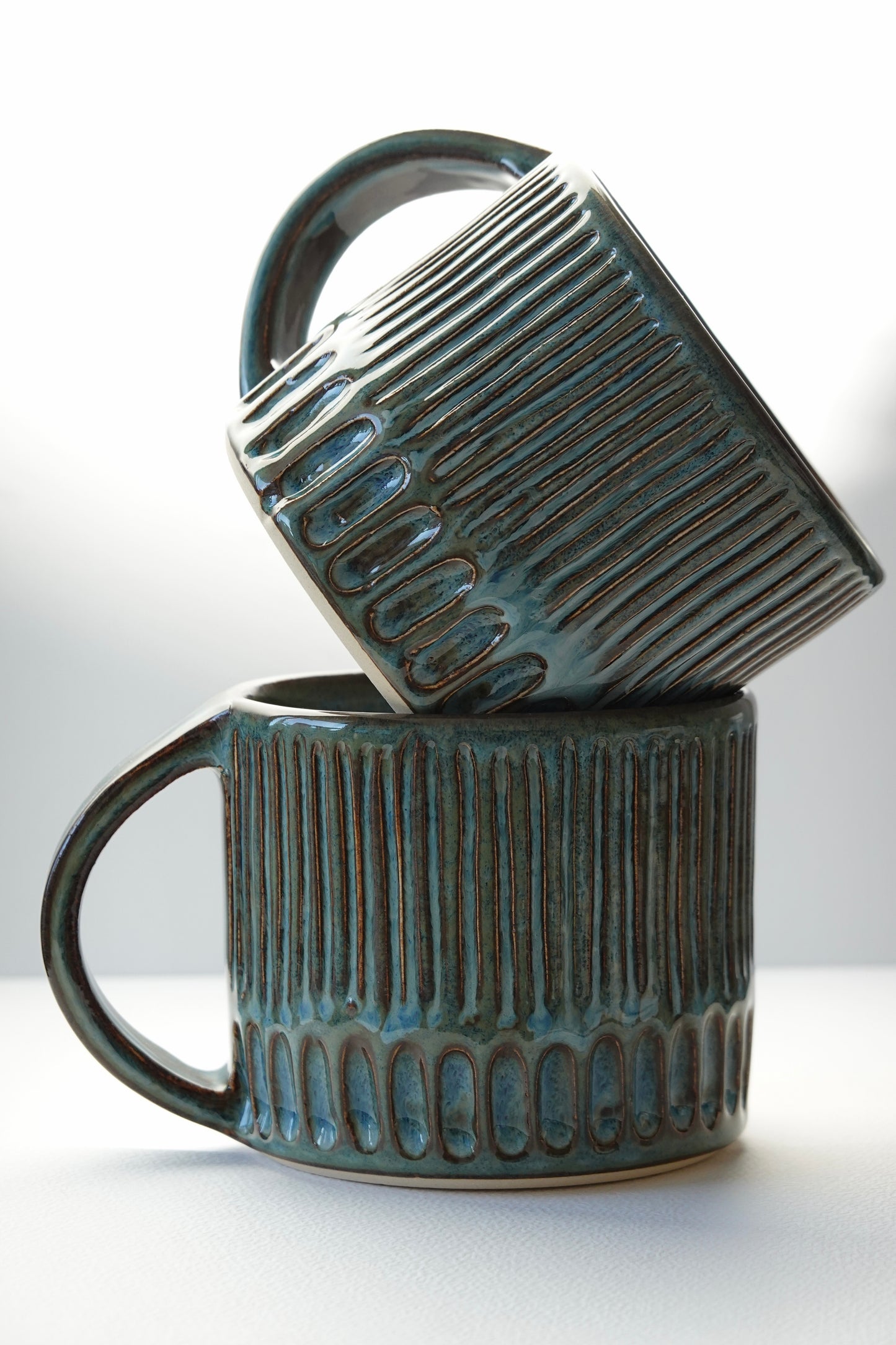 Large Mug - Carved Denim Blue
