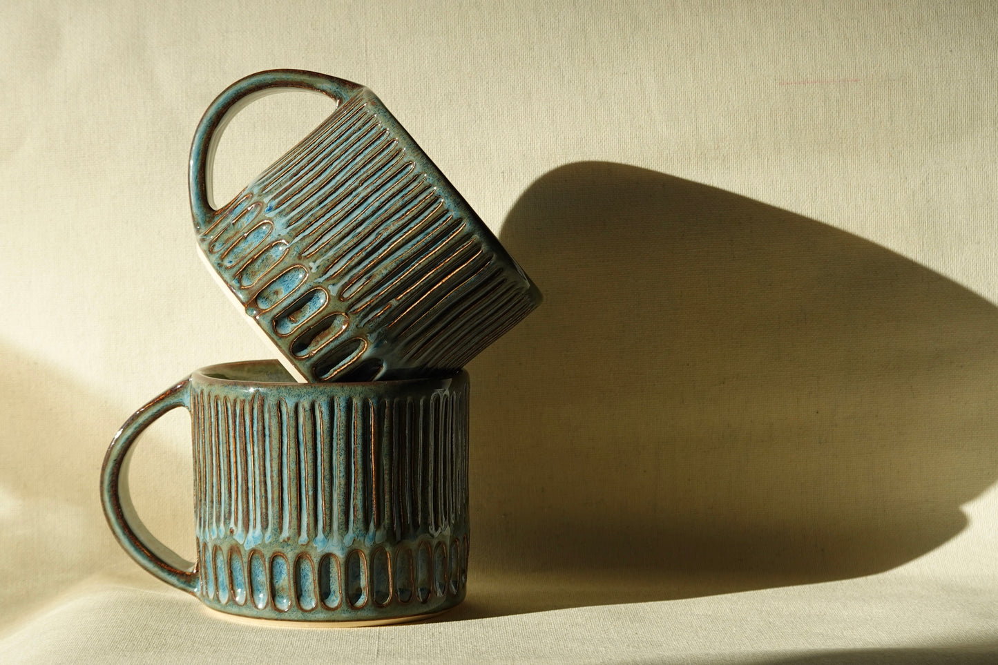 Large Mug - Carved Denim Blue