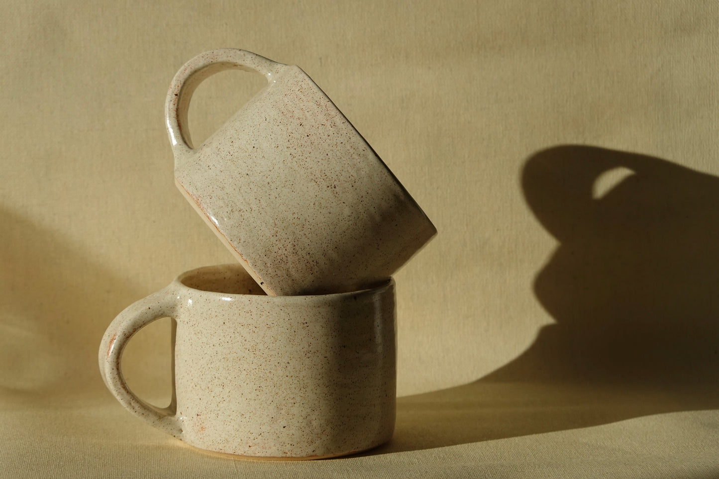 Small handled mug - speckled cream