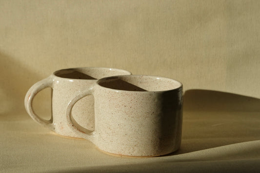 Small handled mug - speckled cream