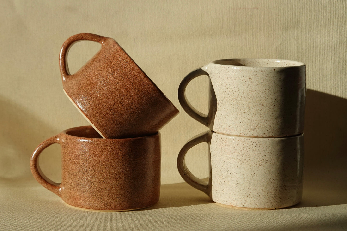 Small handled mug - speckled cream