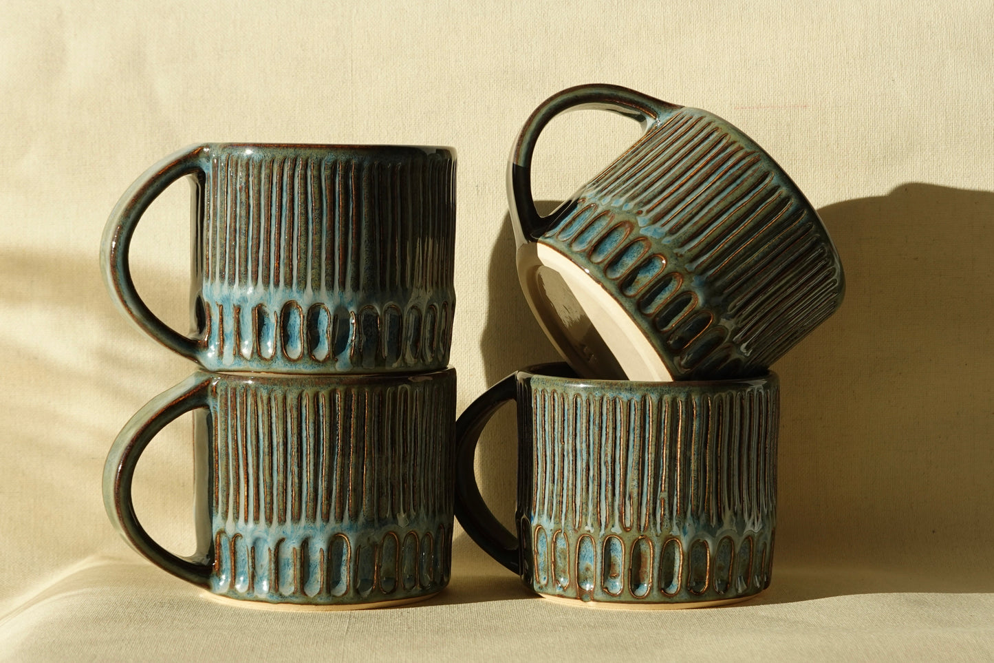 Large Mug - Carved Denim Blue