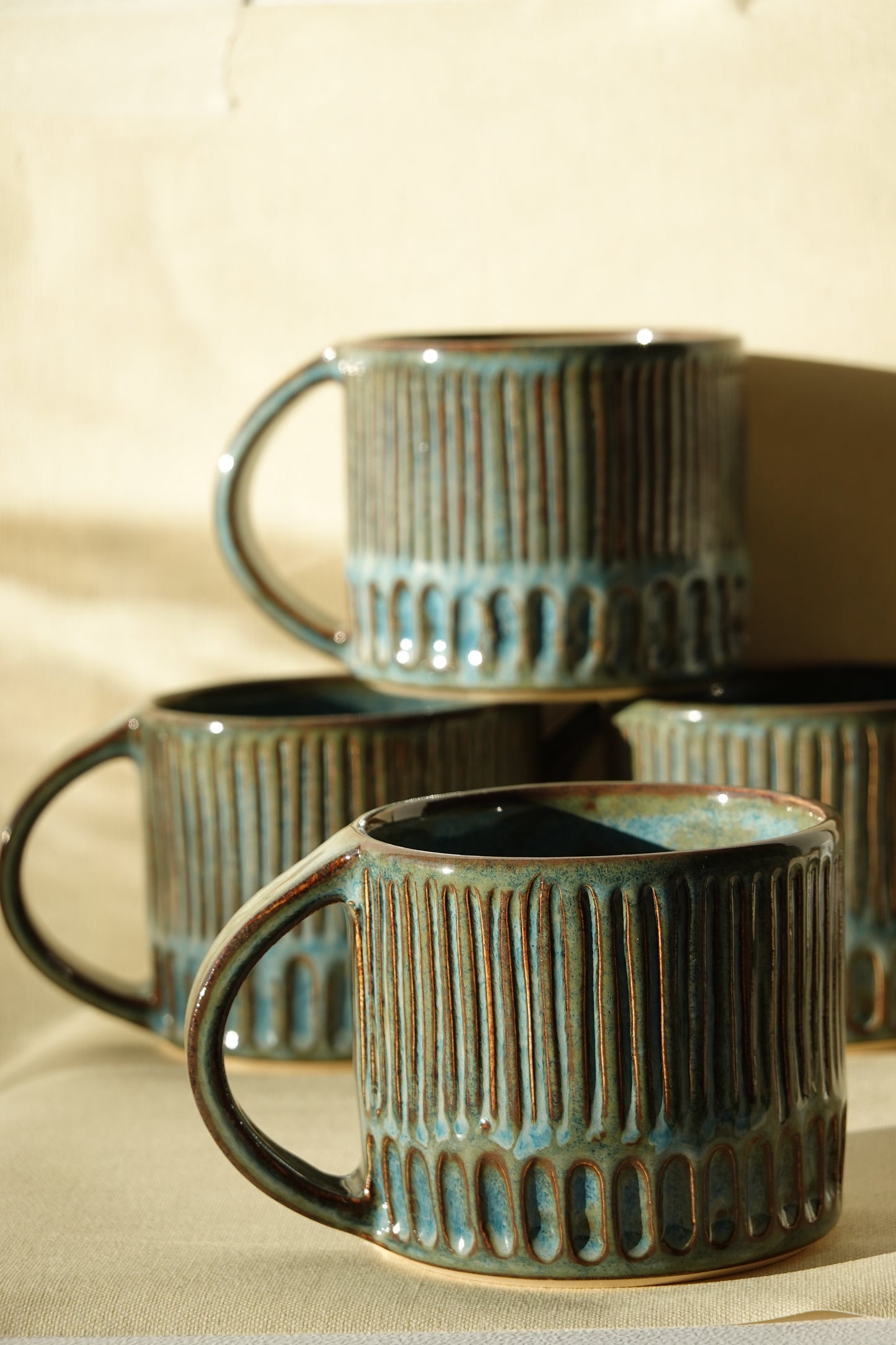 Large Mug - Carved Denim Blue