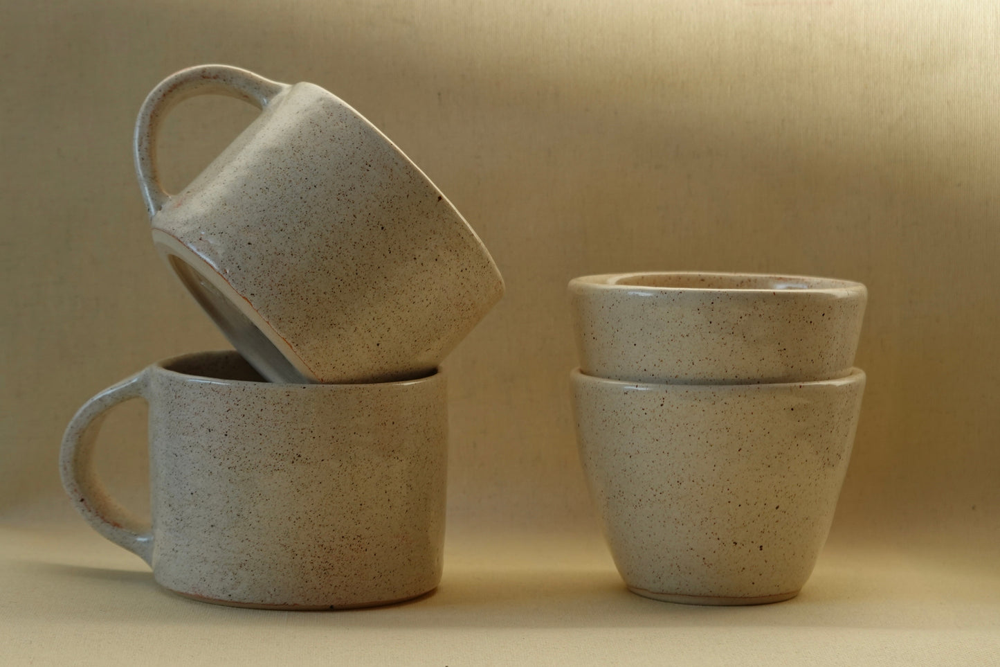 Small handled mug - speckled cream