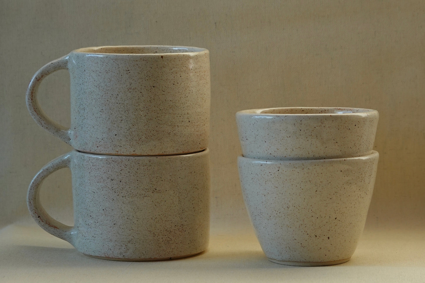 Small handled mug - speckled cream